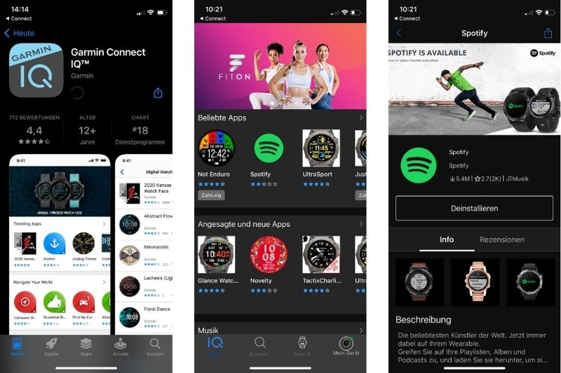 Магазин IG в приложении Garmin Connect.